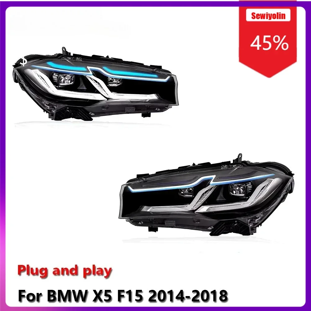 

Автомобильные светодиодные фары в сборе для BMW X5 F15 2014-2018, авто противотуманные фары DRL, стоп-сигналы поворота Plug and Play