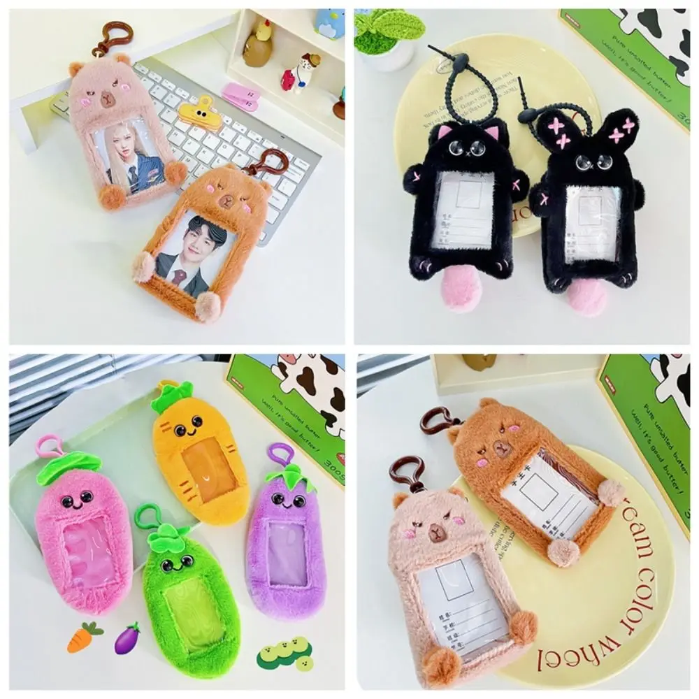 Capybara Photocard Holder Cartoon Vegetable Rabbit Plush Kpop Photocard Holder Korean Style Kpop Idol Bus Card Holder