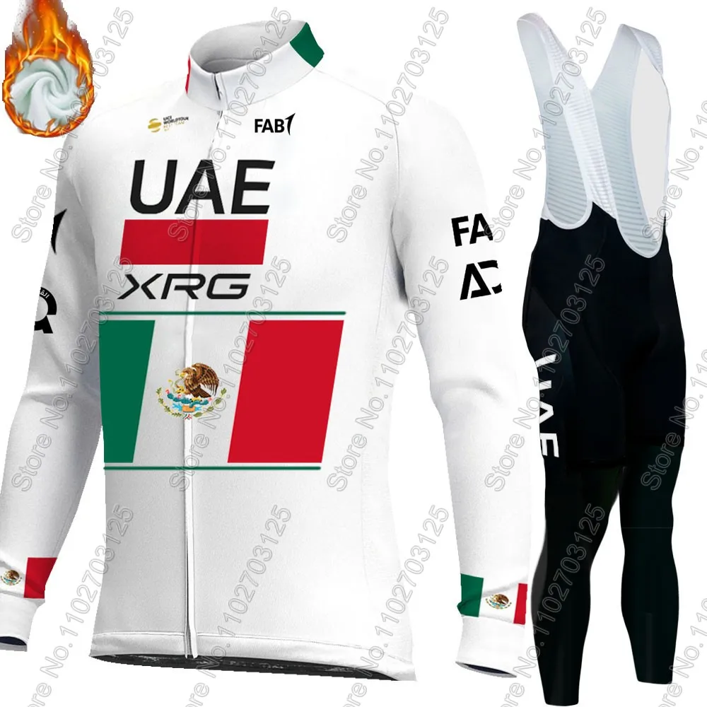 الإمارات العربية المتحدة فريق الدراجات 2026 المكسيك جيرسي مجموعة رجالي كم طويل الصيف الشتاء الملابس الطريق دراجة قمصان دعوى دراجة مريلة السراويل الجبلية #6