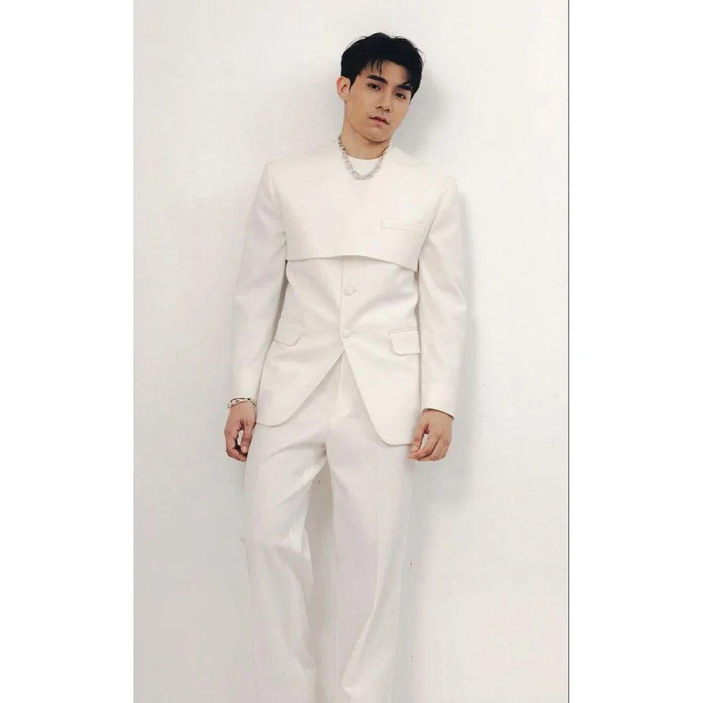 

Special Men Suits O Neck Long Sleeves Single Breasted 2 Pieces Jacket Pants Fashion Luxury Male Clothing Classic Stylish