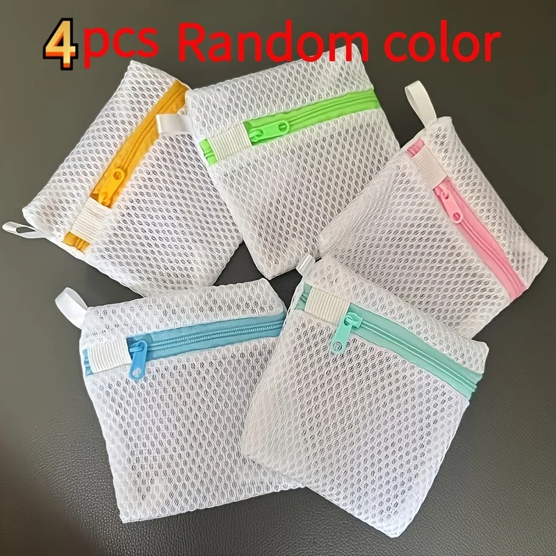Random Color 4PCS Reusable Mesh Laundry Pod Bag Anti Adhesive Laundry Pod Protector Pouch For Detergent Beads Soap Fragrance Chi