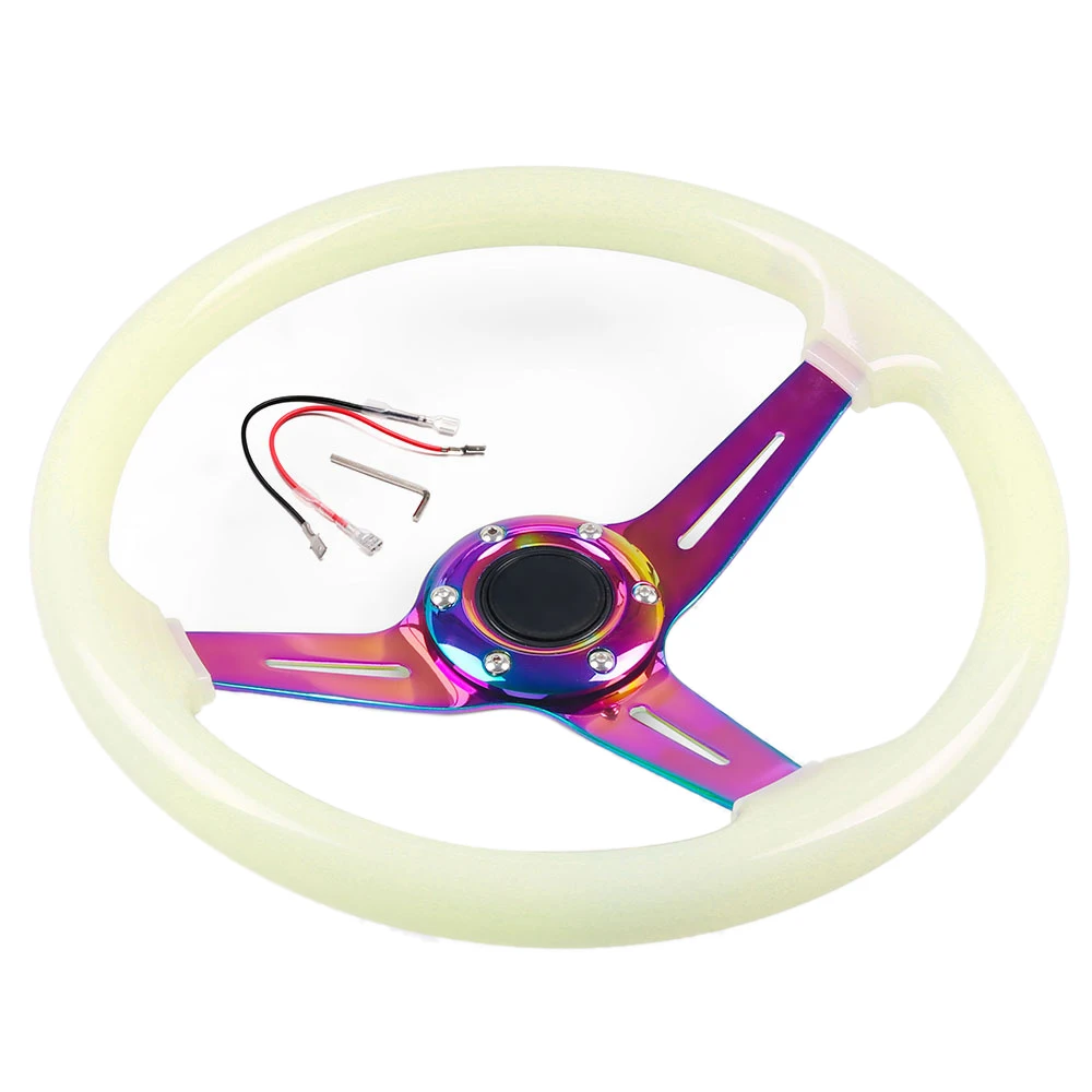 Sports Steering Wheel 345mm Luminous Racing Steering Wheel Acrylic Ordinary Racing Wheel