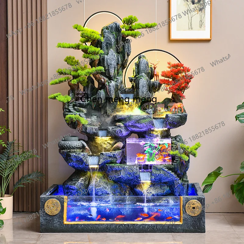 

Outdoor large rockery, fish pond landscaping, flowing water waterfall, fountain making money ornament, company decoration