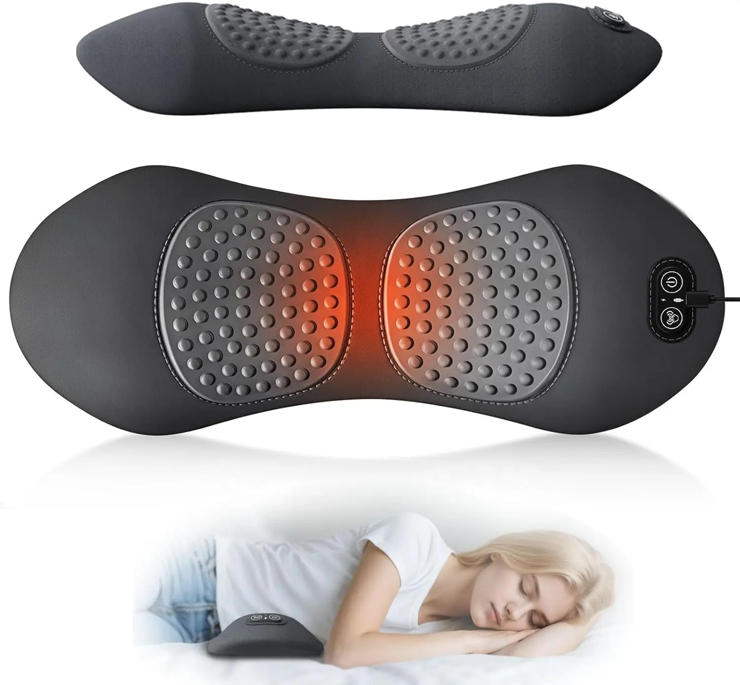 3-in-1 Back Pillow Heating Vibration Sleep Cushion Lumbar Support Massager Cushion Maternity Bed Sleeping Lumbar Support