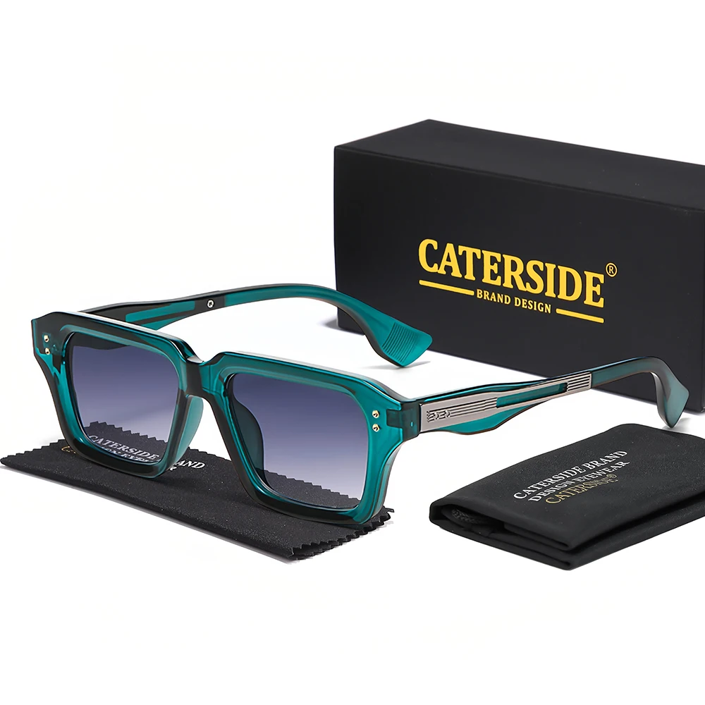 CATERSIDE Retro Quadratische Metall-Sonnenbrille für Männer, Modische Damen-Sonnenbrille, Outdoor-Reise-Fahrbrille, Dekorative Brille, UV400 – Detail 18