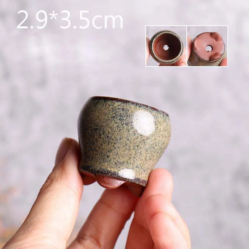 Simple Miniature Flowerpot Thumb Rough Pottery Half Glaze Ceramic Fleshy Flowerpot Home Garden Desktop Decoration Ornament ZC531