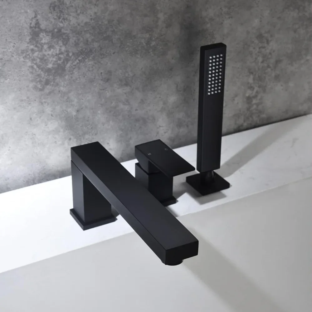 

Bathroom 3 Hole Bath Mixer Tap with Shower Set Tub Faucets with Shower Head and Hose Bathtub Faucets for Bath Taps