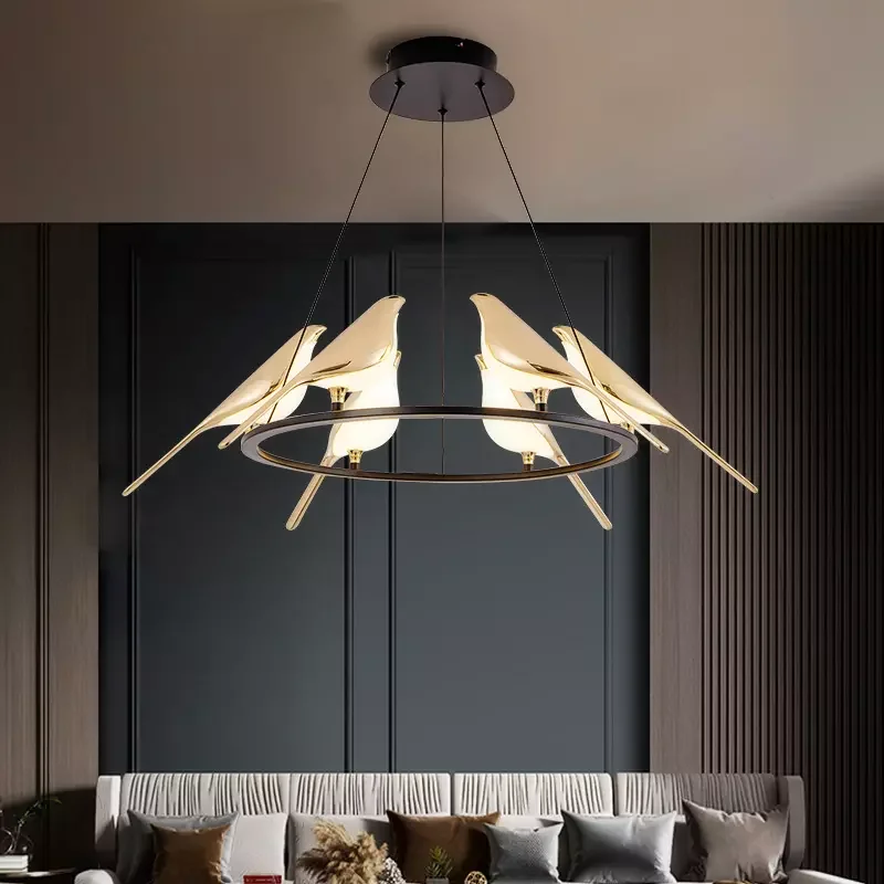 Nomi Chandelier birds chandelier Restaurant kitchen postmodern Decoration lustre design Creative golden animal pendent lamp