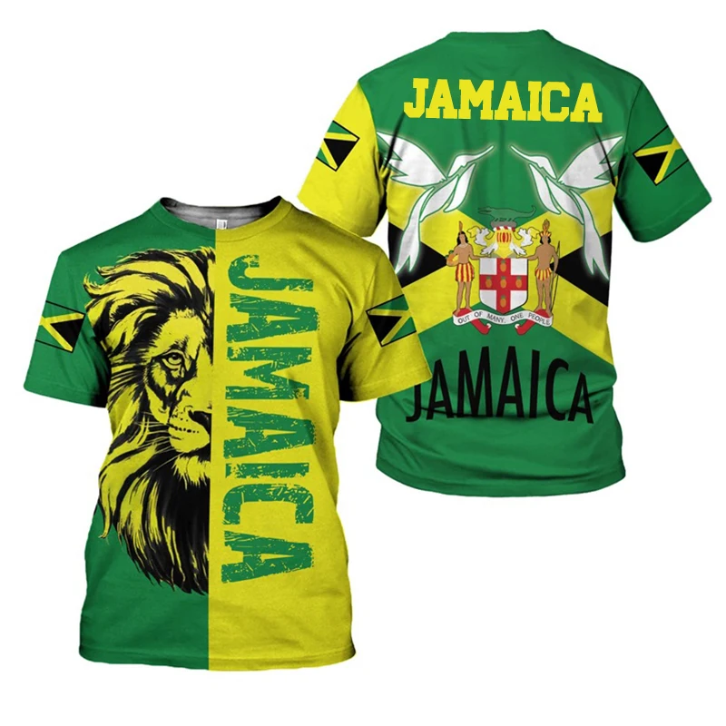 

Jamaica Flag Lion T Shirt for Men Tops Tee Shirts Harajuku Fashion 3D Jamaican Pride Print T-shirt Womens Clothing Short Sleeve