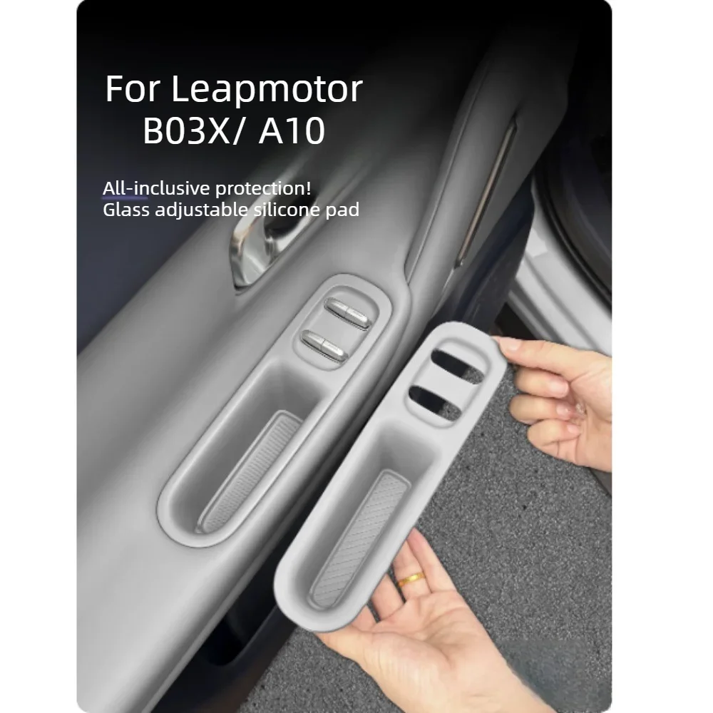4PCS For Leapmotor B03X A10 Car Window Lift Button Control Panel Silicone Box Decoration Door Handle Cover Protectors Auto Parts