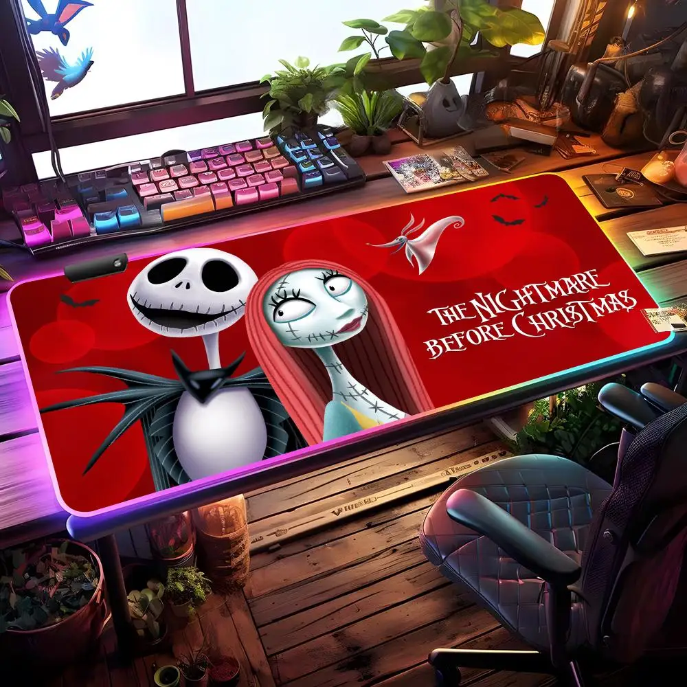 

Коврик для мыши J-JackS Skellington RGB, игровой коврик для мыши, настольный коврик HD, большой коврик для геймеров с LED-подсветкой, XXL коврик для мыши