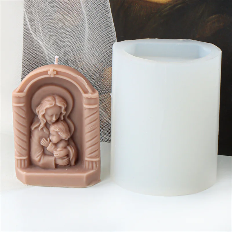 3D Mother Holding Baby Candle Silicone Mold DIY Body Art Sculpture Aromatherapy Candle Making Plaster Mould Desk Decoration