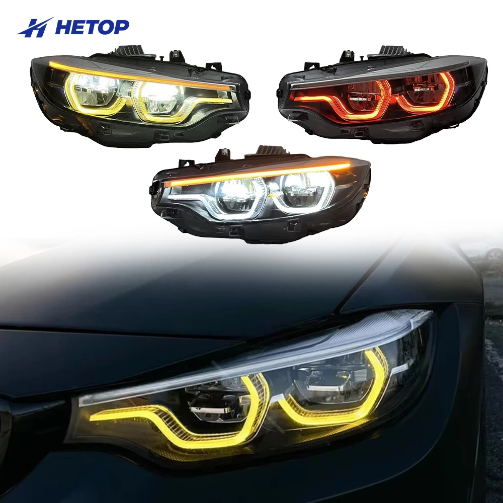 

Автомобильные фары Hetop V2 IKON Style DRL белого, желтого и красного цветов, 9-контактные, для BMW 4 серии F32 M4, с сертификатом Emark