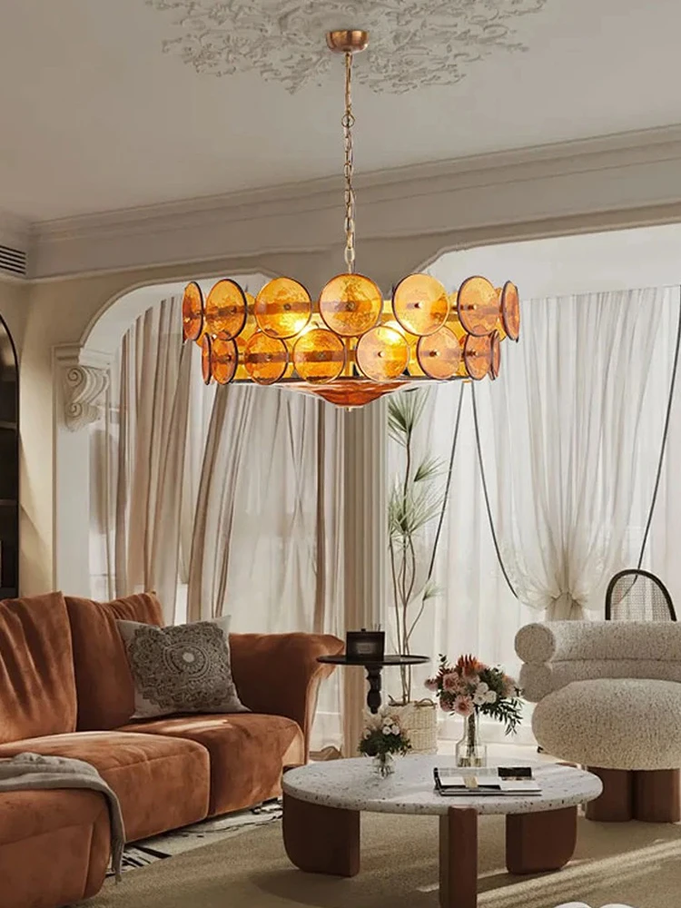 Italienischer Kunstglas-Kronleuchter Lorenzo inspiriert, bernsteinfarben, grün, weiß, E14-Lampe, Bauhaus-Design für Kücheninsel-Wohnzimmer