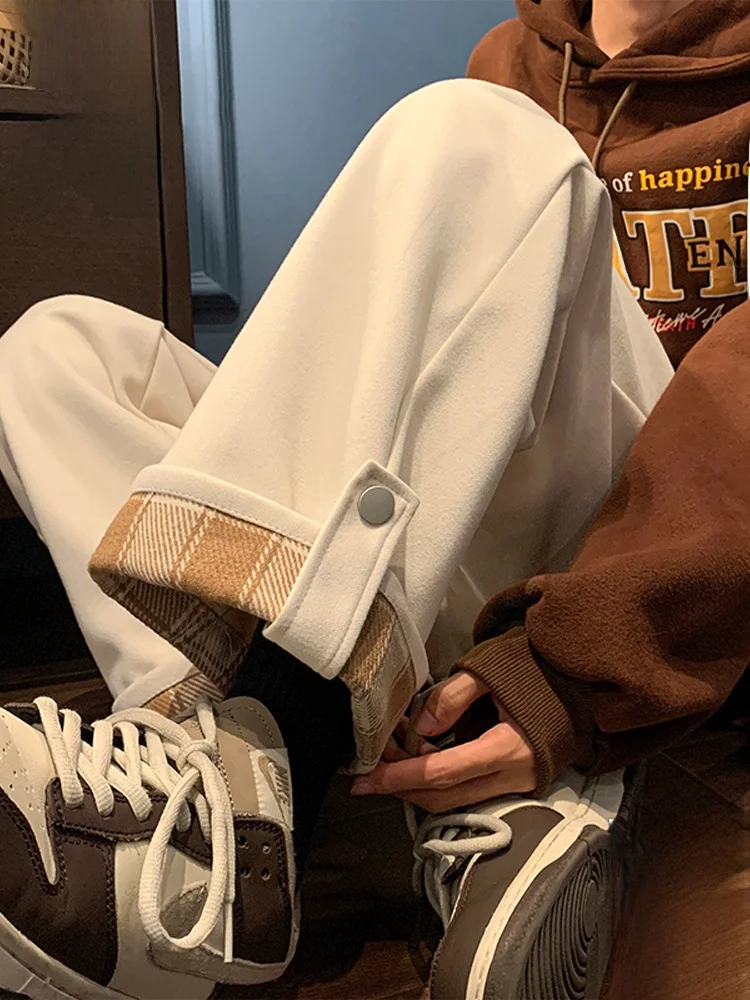 

Мужские шерстяные повседневные брюки Paul Frank Spring свободного кроя с широкими штанинами, модные американские брендовые прямые брюки с манжетами