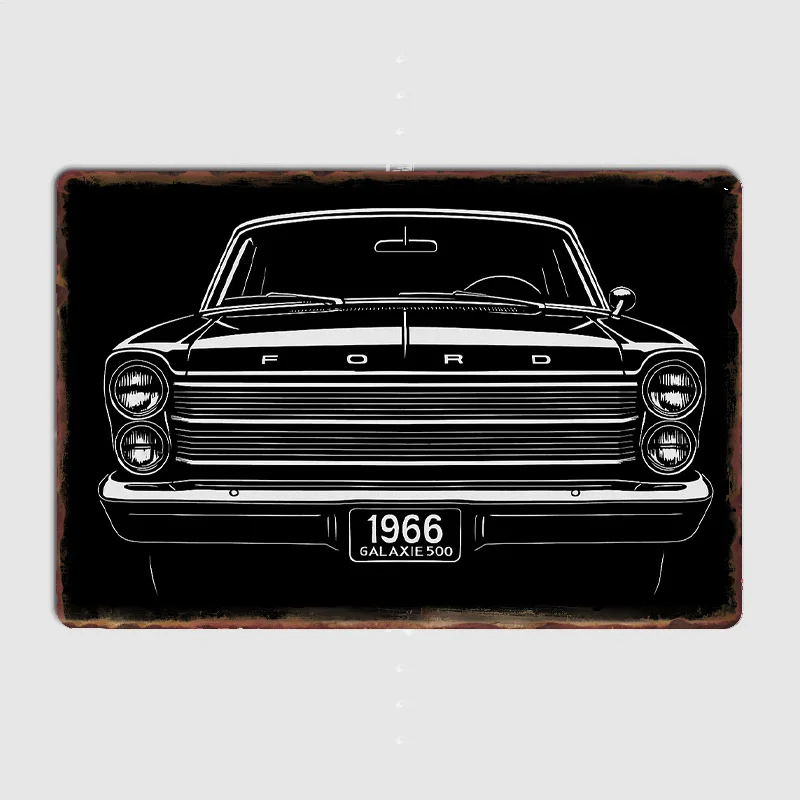

1966 Galaxie 500 Front Grille Sports Car Posters Metal Poster Pub Sign Garage Club Bar Indoor Wall Room Decoration Home Decor