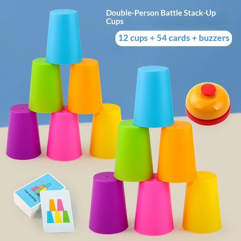 Игрушки Монтессори, мини-стак, игра с чашкой, игра с карточкой, образовательное интеллектуальное просветление, познание цвета, логическое обучение детей