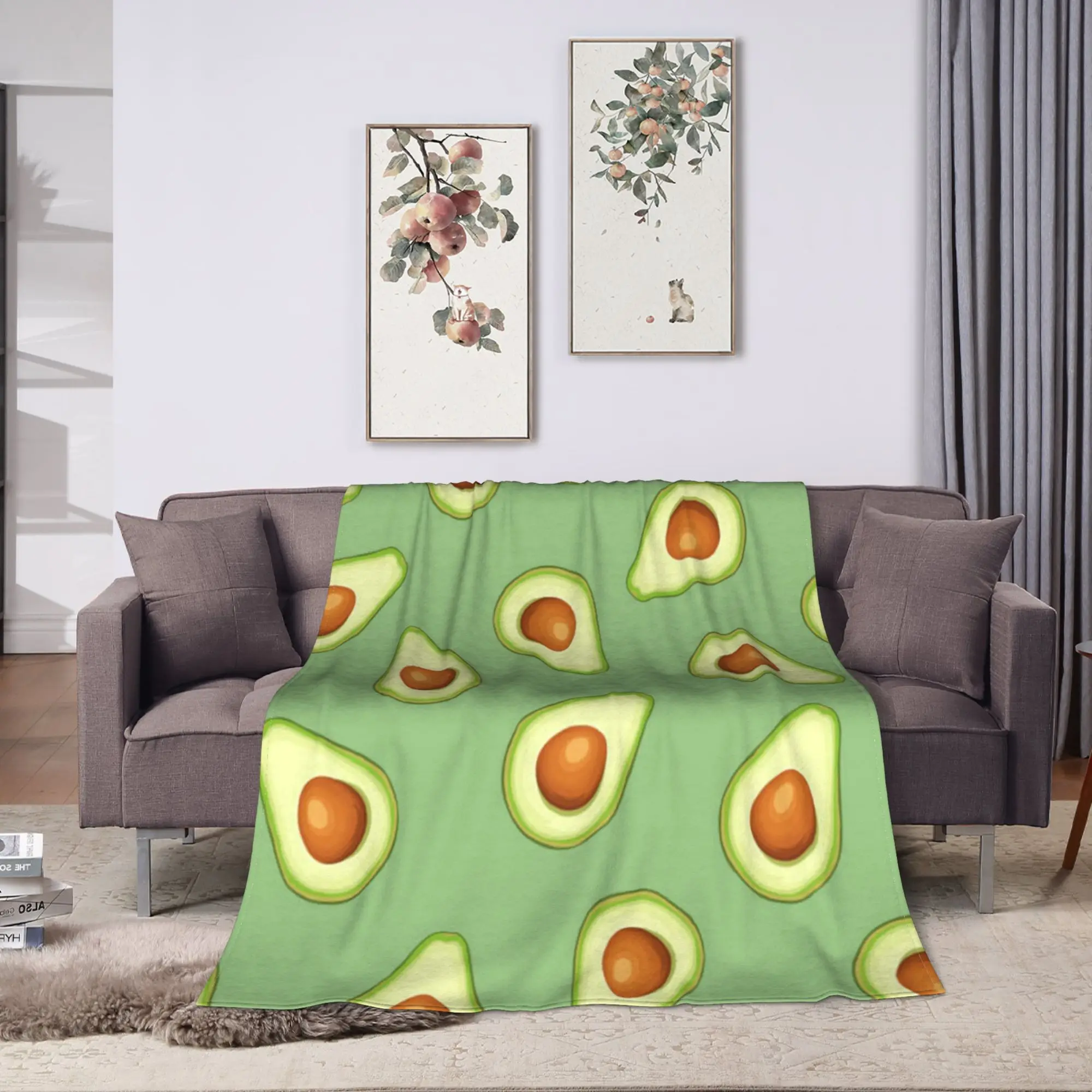 Warm Soft Blanket Kids Adult Decorative Cute Fruit Vegetable Throw Blanket  Flannel Bedspread For Living Room Sofa Bed Cover