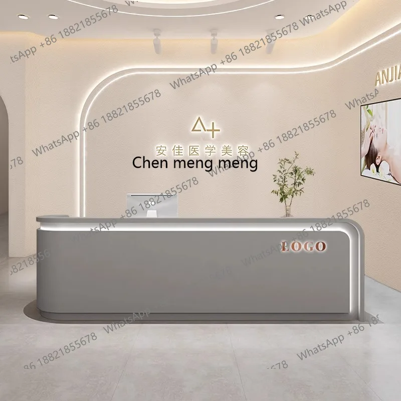 Nowoczesny prosty bar, firma, recepcja hotelu, instytucja szkoleniowa, strona kasy, salon kosmetyczny, studio jogi, biurko recepcyjne