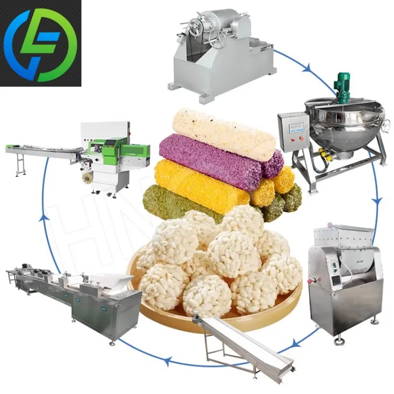 Commercial Cereal Bar Production Line Automatic Puffed Rice Cake Making And Cutting Equipment Customized