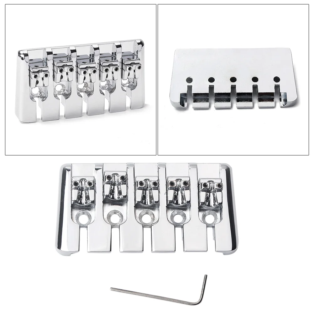 

1Set 5 String Metal Saddle Bridge Excellent Tone Precisely Shaped Slotted Pre Drilled DIY Fun Ukulele Guitar Silver