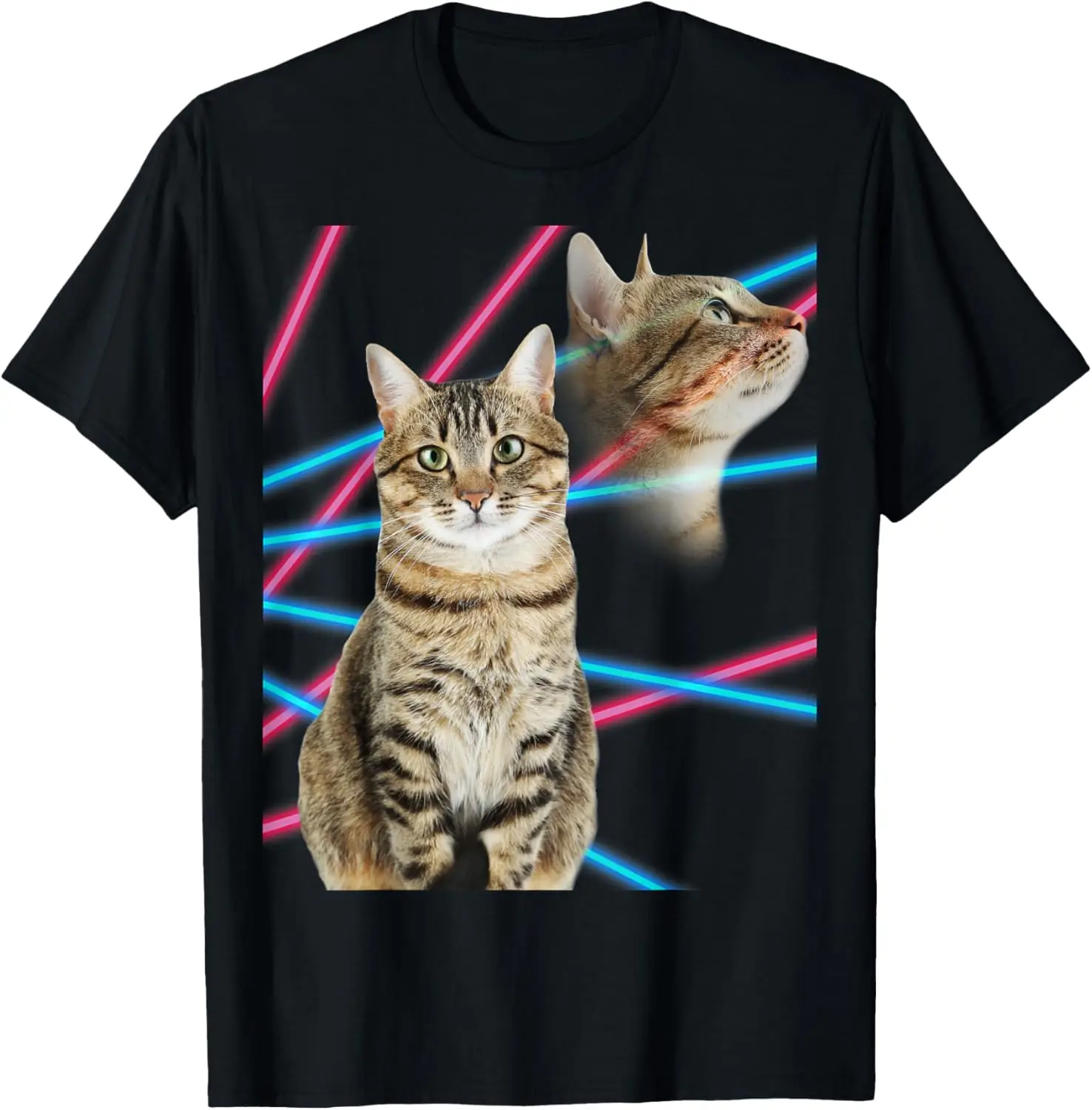 Funny 80's Cat Humor Retro Portrait T-Shirt