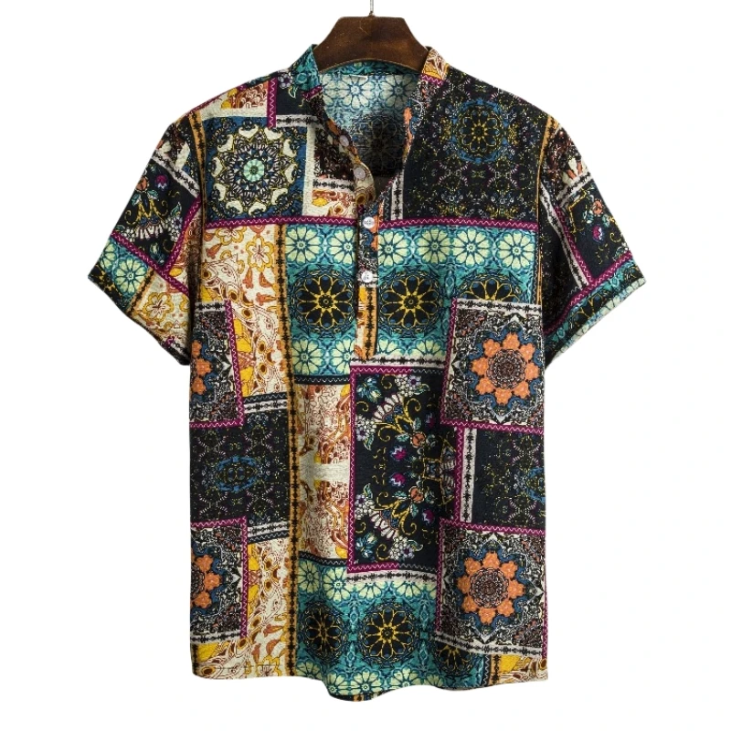 2024 new Hawaiian Cotton High Quality Shirts Men\'s Oversize Shirt Man Tiki Fashion Clothing Blouses Luxury Social T-shirts