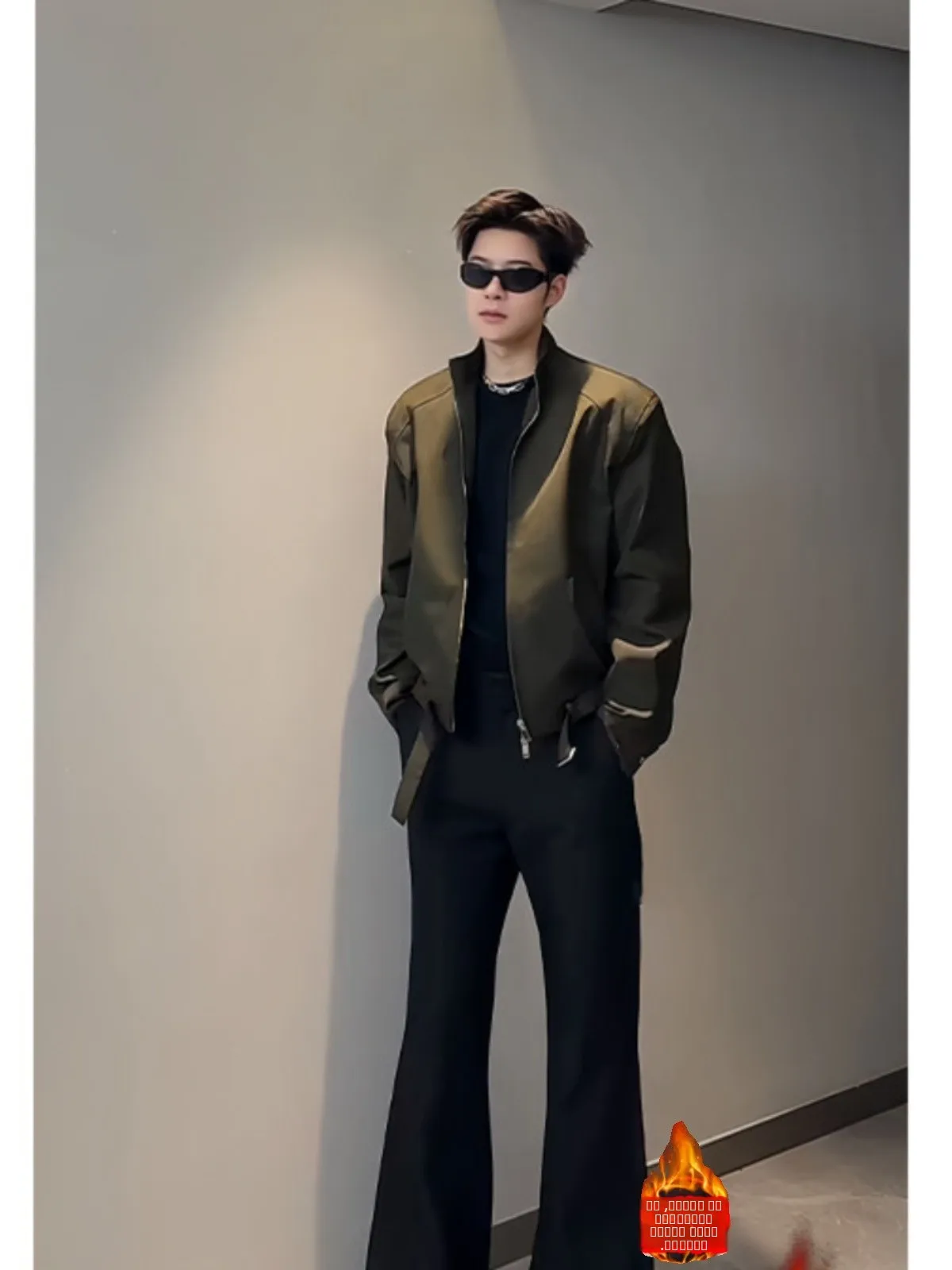 

Cleanfit American Sle Men's Fce Lined Trousers Flared Casual Long Pants Autumn Winter High Sln Bla Cotton Jeans