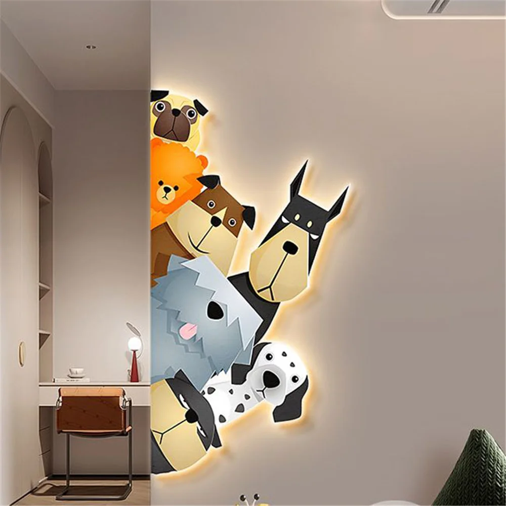 Creative Kids Room Wall Lamp LED Animal Murals Wall Lighting For Bedroom Children Shop Decor Childs Cartoon Sconce Night Light