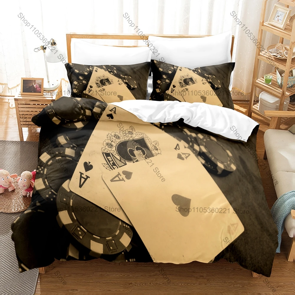 Vintage European Magic Poker Gentle Fantasy Anime Theme Duvet Cover + 2 Pillowcases Teen Stylish Otaku Bedroom Gift