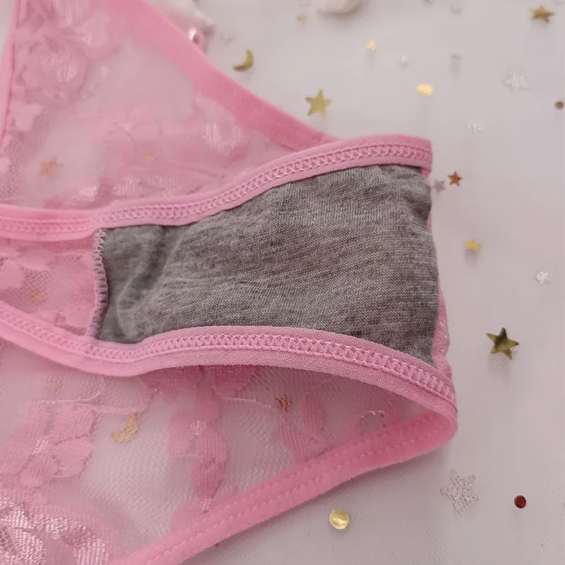 4피스 세트 섹시 레이스 여성용 속옷 인비저블 심리스 빠른 건조 일상 착용 모든 계절에 적합한 청소년 소녀용