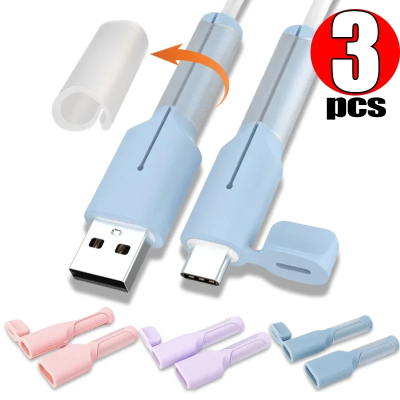 1/3 Pack of Charging Data Cable Protector Cover Universal Android Phones Cable Silicone Wrap USB Type C Anti-Break Cord Saver