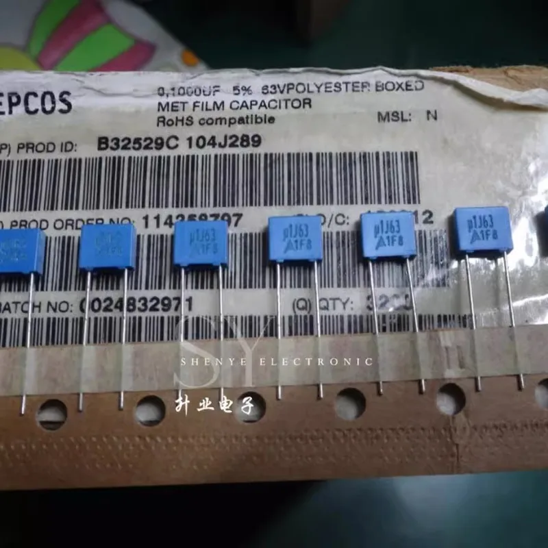 

20PCS EPCOS 0.1uf/63v 100nf u1 104 New 5MM thin film capacitor B32529C104J289