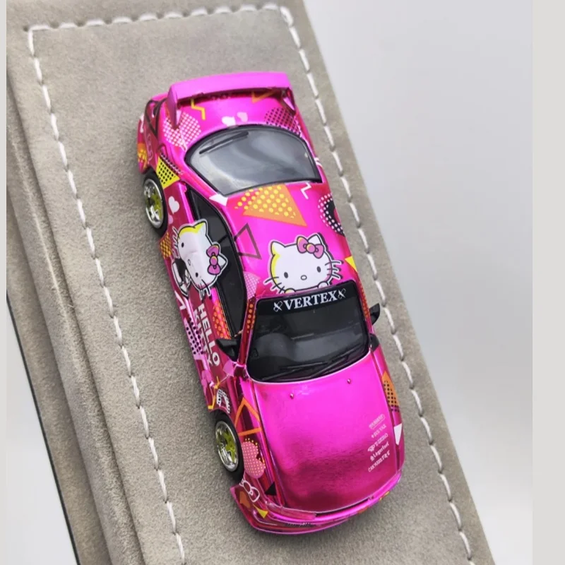 

In Stock 1:64 Tarmac Works VERTEX Silvia S14 Hello Kitty Pink Chrome Limited Edition Car Model Foshan Toy for Collectors