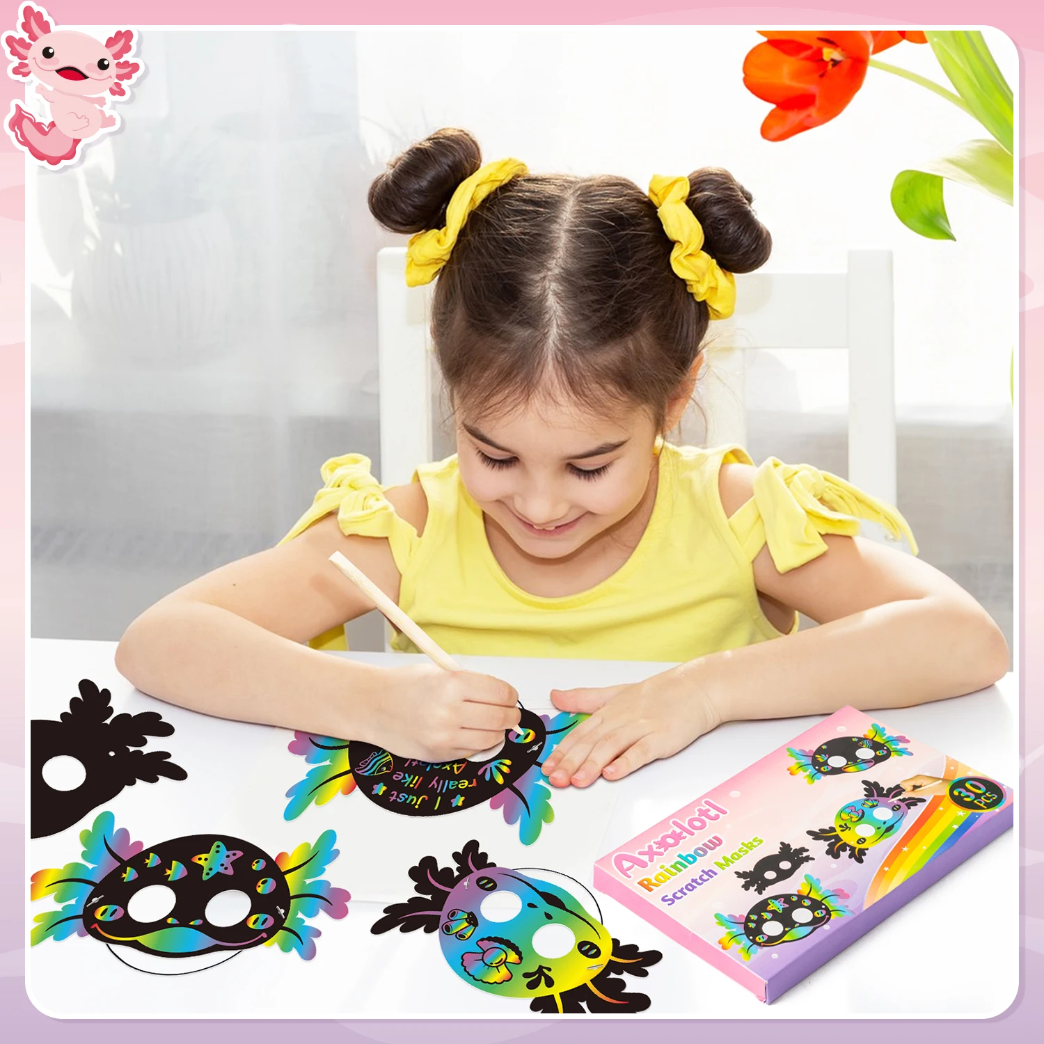 30 Pcs Axolotl Scratch Art Mas - Art Craft Activities 评论和价格