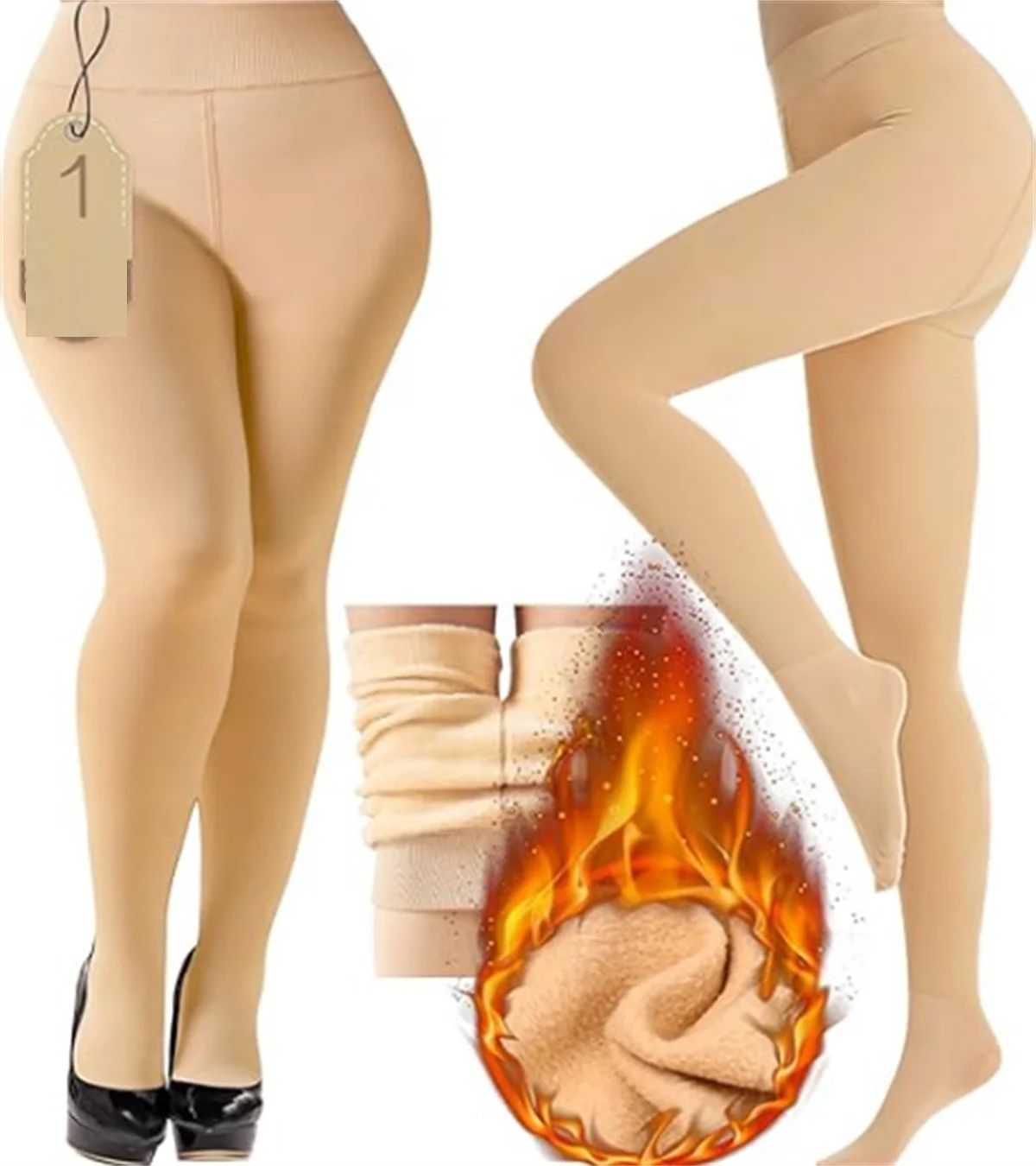 Fleece Lined Leggings for Women Thermal Tummy Control High Waist Winter Warm Pantyhose Tights Petite to Plus Size 689