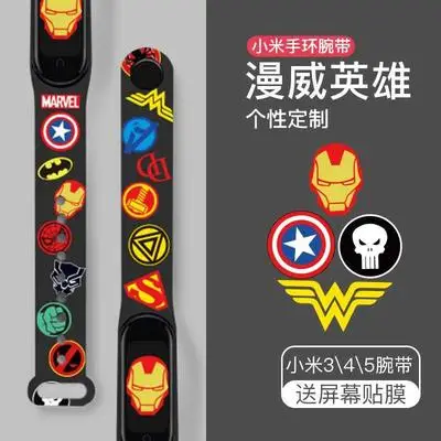 Disney-Correa de dibujos animados de Spiderman para Xiaomi 3/4/5/6/7NFC, pulsera con estampado de Los Vengadores, Iron Man, Venom