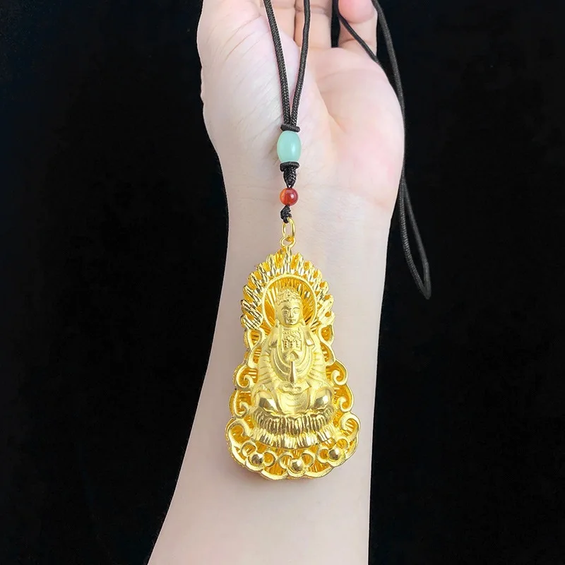 

Luxury Original 24k Gold Color Necklace Guanyin Buddha Pendant for Women Fine Jewelry Without Chain Wedding Birthday Gifts