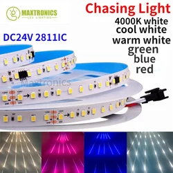 Hot 10M 24V WS2811 LED Strip Chasing Light 120Leds/m Running Water Flowing Lamp Backflow Marquee Embedded Linear or Controller