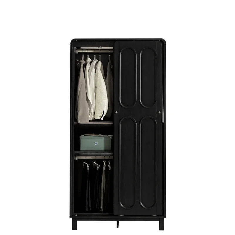

1 American retro solid wood wardrobe household bedroom simple small apartment double door sliding wardrobe