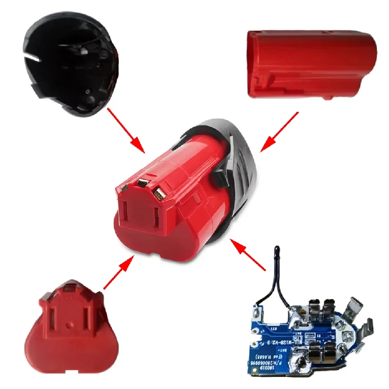 

Battery Plastic Case (no battery cell ) PCB Circuit Board For Milwaukee 12V 1.3Ah 1.5Ah 48-11-2411 Li-ion Battery
