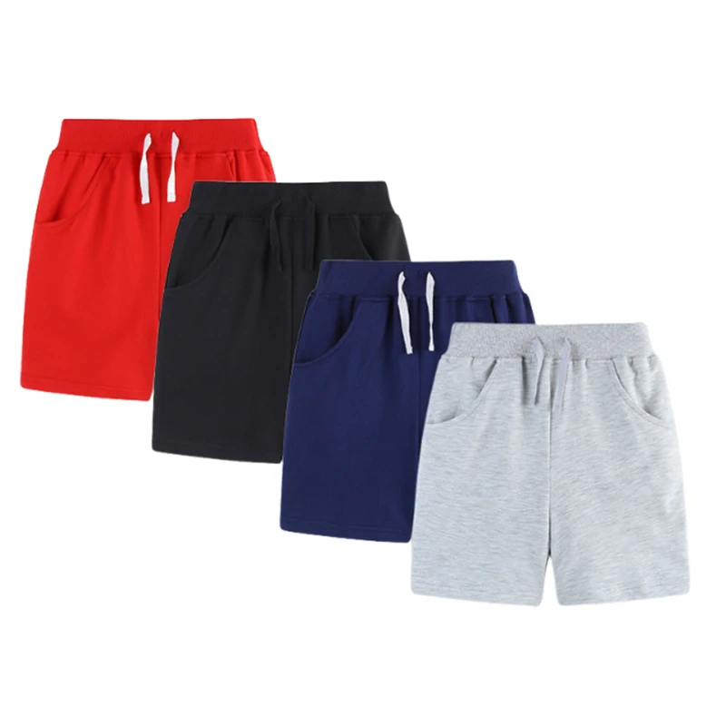 

2-7 Years Summer Children's Clothing Boys Shorts 100% Cotton Solid Color Sport Shorts Casual swith Pockets Elastic Middle Pants