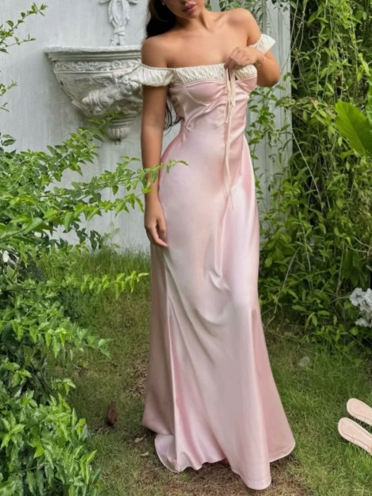 

Dresses 2025 Woman French Sexy Sweet Square Collar Strap Puff Sleeve Waist Dress For Women Trendy Leace-up Simple Style Casual