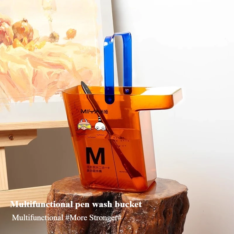 

Художественное ведро Многофункциональное ведро для мытья ручек с губкой Легкая портативность для акварельной живописи маслом Рисование на открытом воздухе
