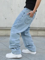 Jean Baggy à Jambes Larges pour Homme, Pantalon Surdimensionné, Droit, en Denim, Décontracté, Couleur Unie, Streetwear, Mode Y2k, Printemps Automne 4