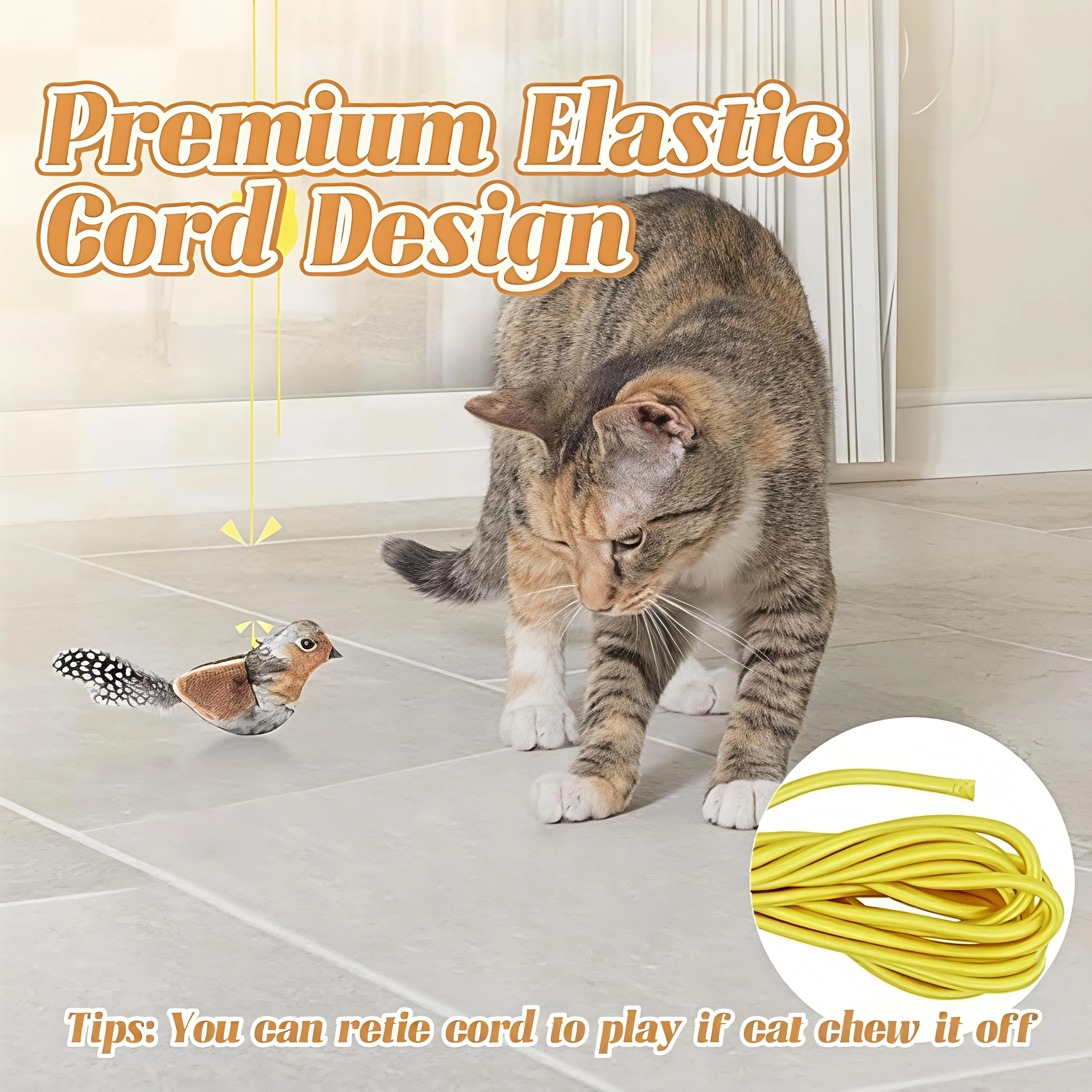 

Interactive Cat Toy Flapping Bird with Catnip Rechargeable Simulation Bird Cat Toys Touch Activated Fluffy Plush Toys for Cats
