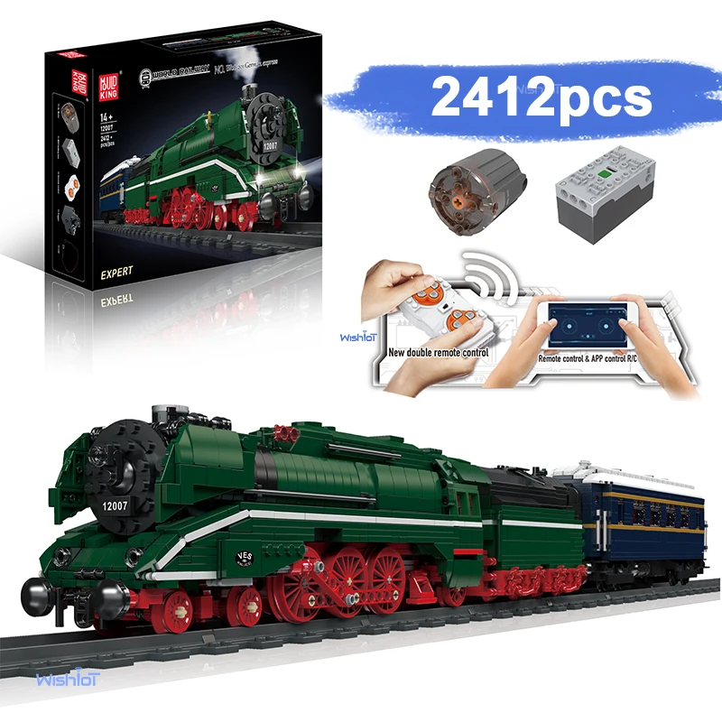12007S Deutscher Express-Zug-Modellbausatz, 2412 Stück, kleiner Granulat-Baustein, Montagemodelle, DIY-Spielzeug für Weihnachtsgeschenke