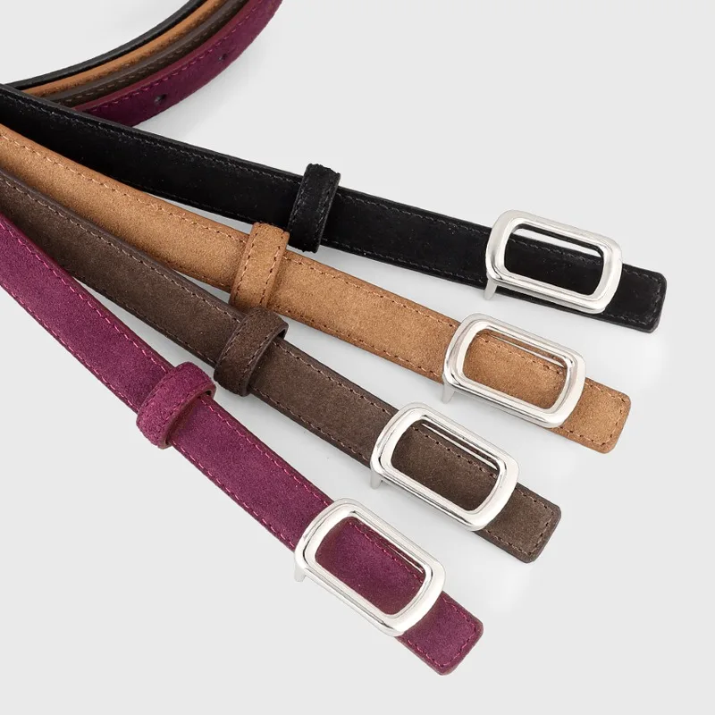 

2024 New Belt Women Leather Suede Fine Waist Belt Versatile Fashion Clothing Accessories