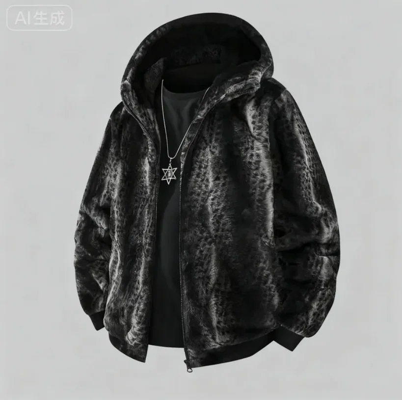 سترة رجالية جديدة عصرية إبداعية سميكة بغطاء للرأس ومخملية غير رسمية متعددة الاستخدامات، معطف كارديجان دافئ ومريح في الهواء الطلق