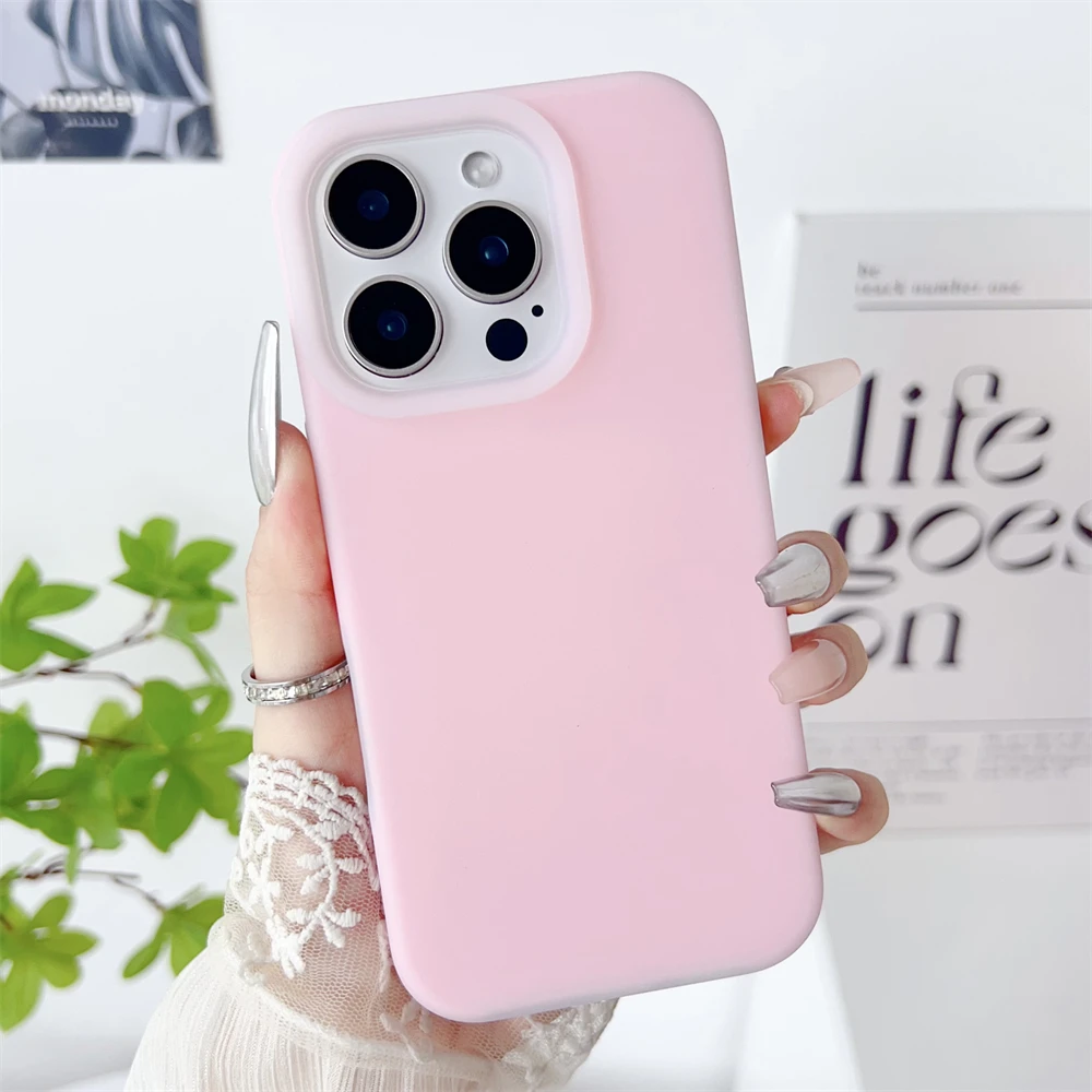 Liquid Silicone Jelly Phone Case for iPhone 16 15 12 13 14 11 Pro Max Plus Solid Candy Color Shockproof Skin Feeling Cover Shell